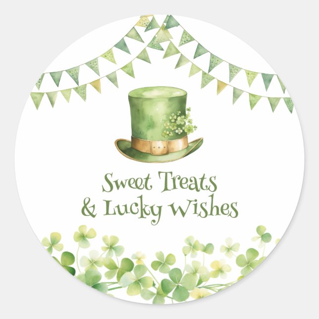 Pegatina Redonda St Patrick’s Day Party Green Clover Gift Label (Anverso)