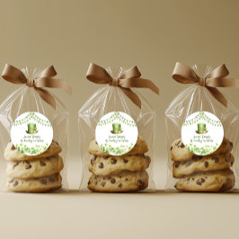 Pegatina Redonda St Patrick’s Day Party Green Clover Gift Label