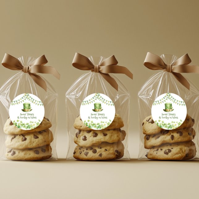 Pegatina Redonda St Patrick’s Day Party Green Clover Gift Label (St Patrick’s Day Party Green Clover Gift Label)