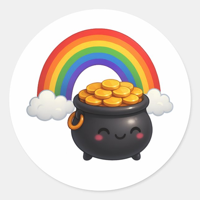Pegatina Redonda St Patrick’s Day Pot of Gold Sticker (Anverso)