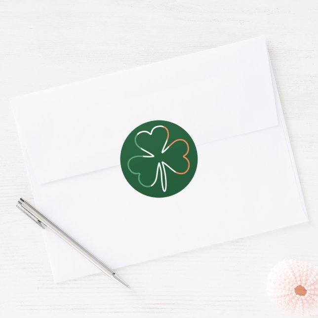 Pegatina Redonda St. Patrick Shamrock Irish Ireland Clover (Sobre)