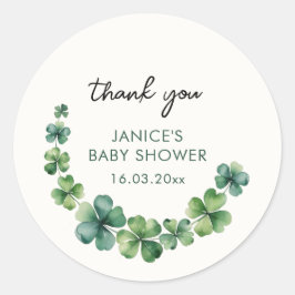 Pegatina Redonda St. Patricks Day Baby Shower Gracias