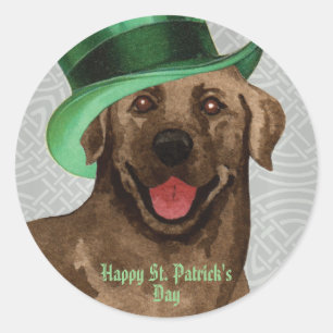 Pegatina Redonda St. Patrick's Day Chocolate Lab Classic Round Stic