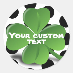 Pegatina Redonda St Patricks Day Cute Polka Dots Personalizado