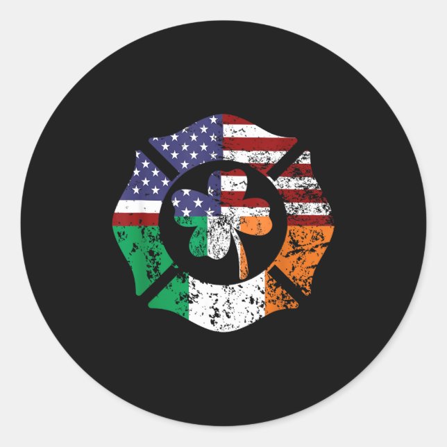 Pegatina Redonda St Patrick's Day Fireman Gift Proud Firefighter Qu (Anverso)