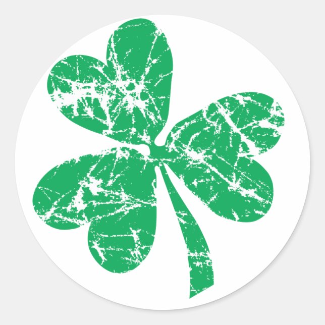 Pegatina Redonda St. Patrick's Day Green Shamrock (Anverso)