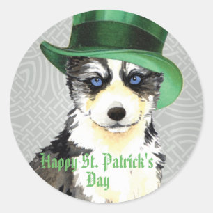 Pegatina Redonda St. Patrick's Day Husky