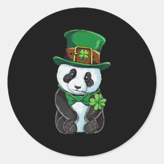 Pegatina Redonda St Patricks Day Leprechaun Panda Irish Shamrock