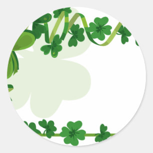 Pegatina Redonda St. Patrick's Day Lucky Four Leaf Clover Shamrock
