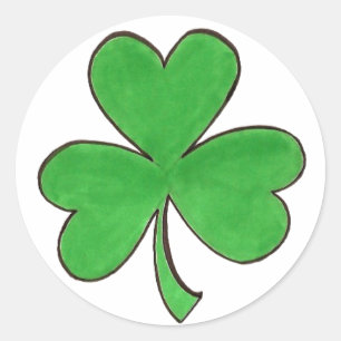Pegatina Redonda St. Patrick's Day Lucky Green Shamrock Clover