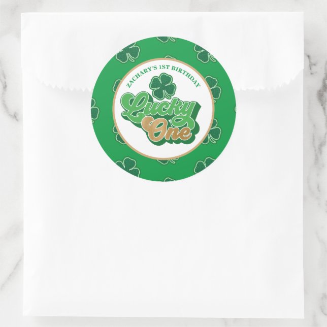 Pegatina Redonda St. Patrick's Day Lucky One First Birthday Pegatin (Bolso)
