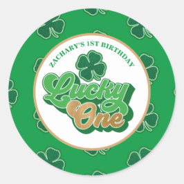 Pegatina Redonda St. Patrick's Day Lucky One First Birthday Pegatin