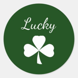 Pegatina Redonda St. Patrick's Day Lucky Shamrock Green