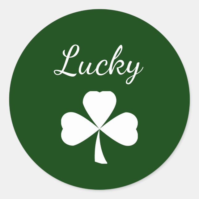 Pegatina Redonda St. Patrick's Day Lucky Shamrock Green (Anverso)