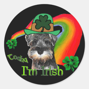 Pegatina Redonda St. Patricks Day Mini Schnauzer