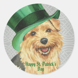 Pegatina Redonda St. Patrick's Day Norfolk Terrier Classic Round St