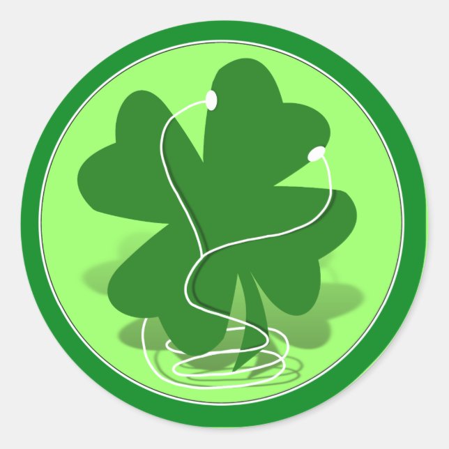 Pegatina Redonda St. Patrick's Day Rish Clover (Anverso)