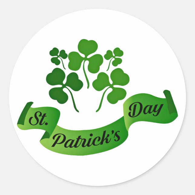 Pegatina Redonda St. Patrick's Day Shamrock (Anverso)
