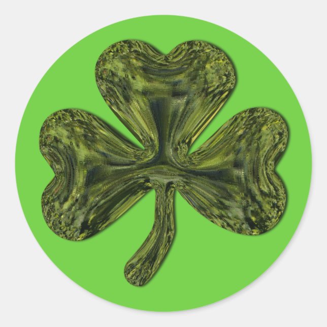Pegatina Redonda St. Patrick's Day Shamrock (Anverso)