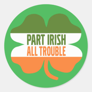 Pegatina Redonda St Patricks Day shamrock - Part Irish All Trouks
