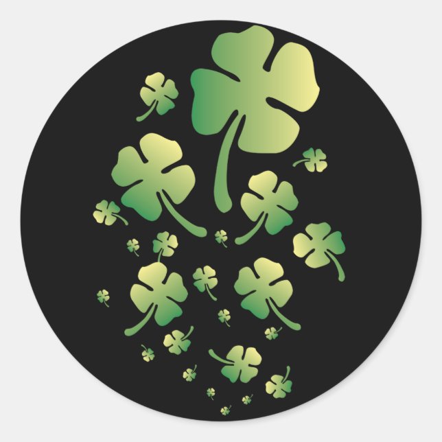 Pegatina Redonda St. Patricks Gradient Clover (Anverso)