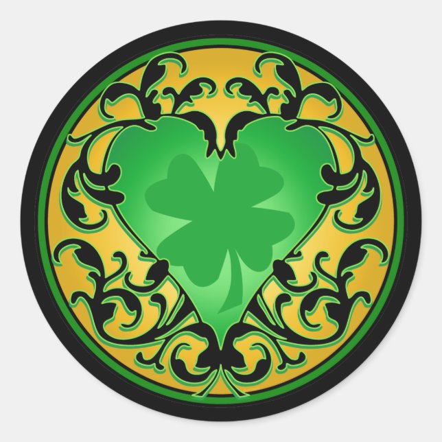 Pegatina Redonda St. Patrick's Heart Lucky Charm (Anverso)
