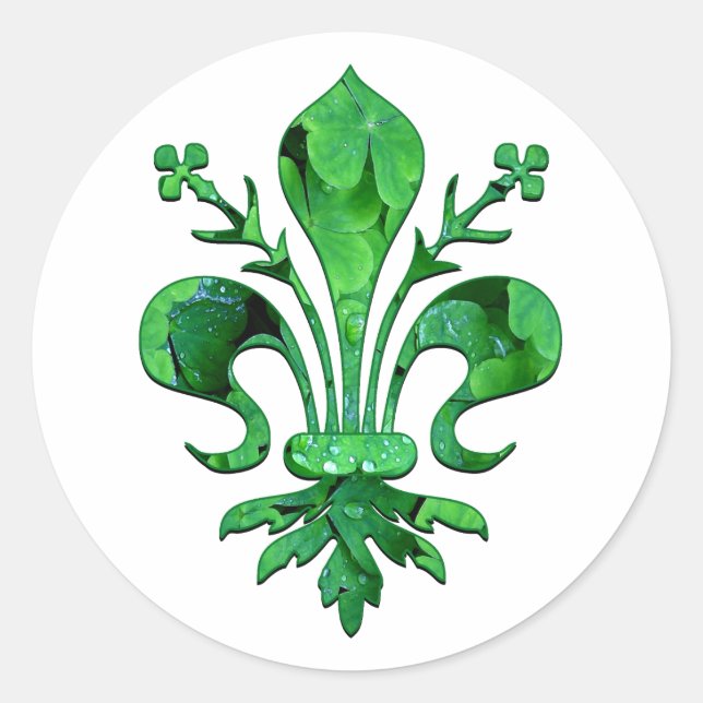 Pegatina Redonda St. Patrick's Lucky Fleur de lis (Anverso)