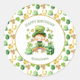 Pegatina Redonda St Patricks Lucky One First Birday