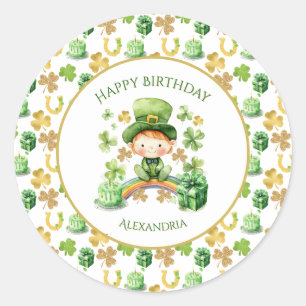 Pegatina Redonda St Patricks Lucky One First Birday
