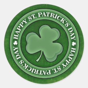 Pegatina Redonda St Patrics Day Green Shamrock Clover