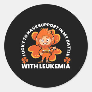 Pegatina Redonda St Patrones Cuatro Alumnos Leprechaun Leukemia A