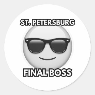 Pegatina Redonda St. Petersburg Final Boss Cool Emoji Sticker