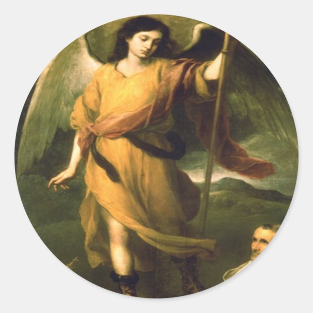 Pegatina Redonda St Raphael Archangel (Anverso)
