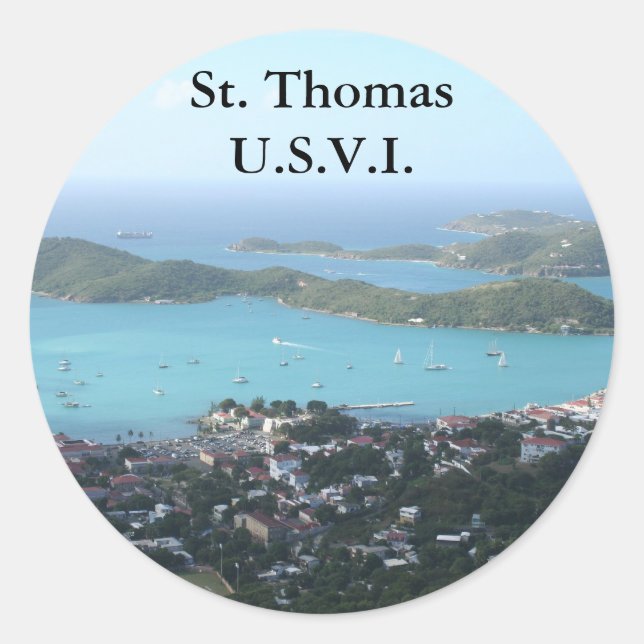 Pegatina Redonda St. Thomas U.S.V.I (Anverso)