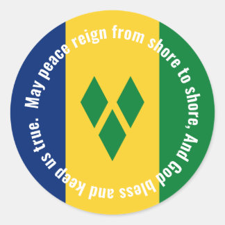 Pegatina Redonda St Vincent and the Grenadines Flag Anthem Vincy 