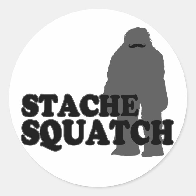Pegatina Redonda Stache Squatch (Anverso)