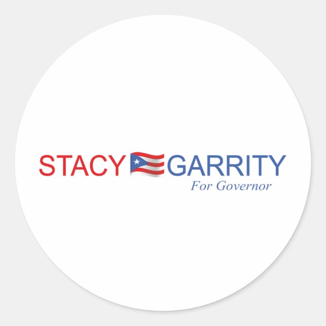 Pegatina Redonda Stacy Garrity para Gobernadora  (Anverso)