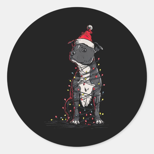 Pegatina Redonda Staffordshire Bull Terrier Christmas Graphics Dog  (Anverso)
