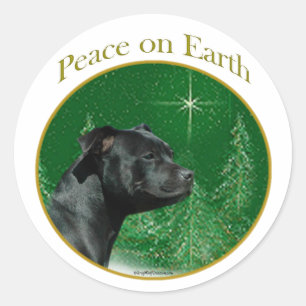 Pegatina Redonda Staffordshire Bull Terrier Peace