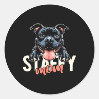 Pegatina Redonda Staffy Mom Staffordshire Bull Terrier Dog Tattoo F