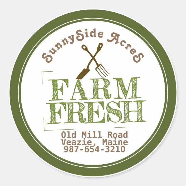 Pegatina Redonda "STAMP" Faded Green sobre blanco (Anverso)