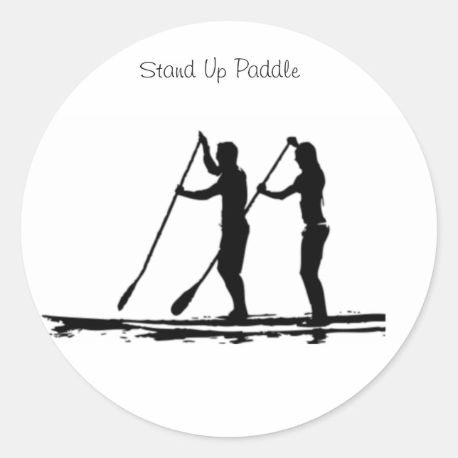 Pegatina Redonda stand up paddle (Anverso)