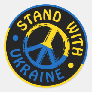 Pegatina Redonda Stand With Ukraine, Ukraine Peace Symbol