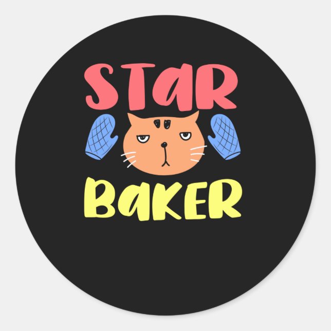 Pegatina Redonda Star Baker Cats Cat Lover Bakers Bakers Bake (Anverso)