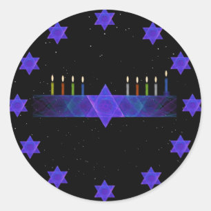 Pegatina Redonda Star Bar Menorah