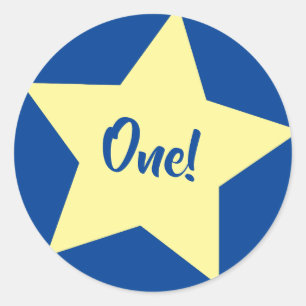 Pegatina Redonda Star Cute Kid's Birthday Party Space