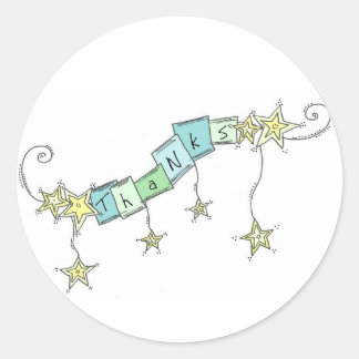 Pegatina Redonda Star Doodles, gracias