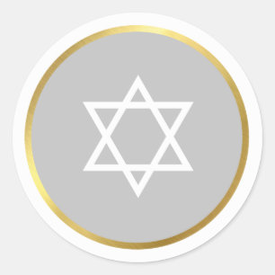 Pegatina Redonda STAR OF DAVID jewish spot círculo gris