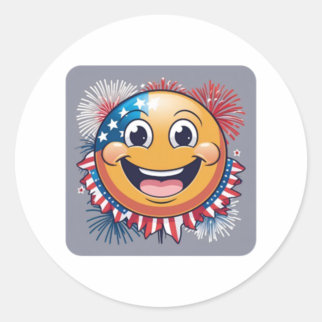 Pegatina Redonda Star-Spangled Sonríe Feliz Face Mug (Anverso)