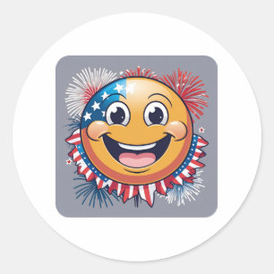 Pegatina Redonda Star-Spangled Sonríe Feliz Face Mug